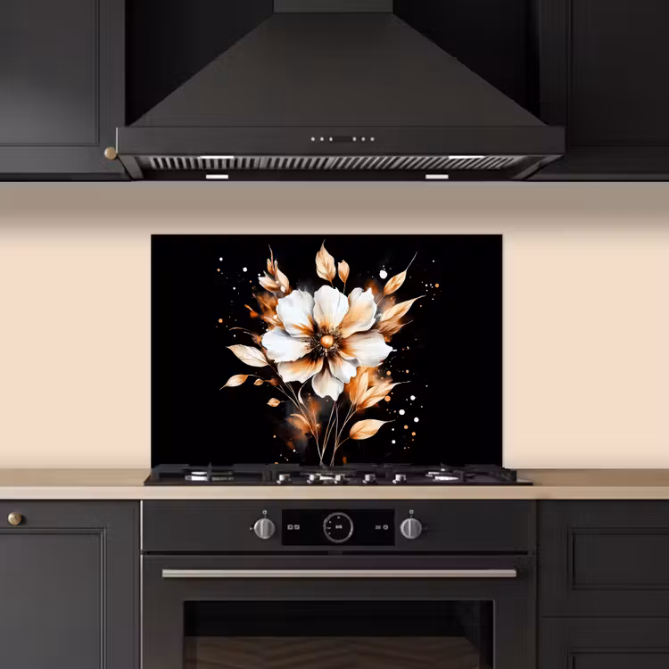Bloem - Verf - Goud - Graffiti - Modern keuken achterwand spatscherm klein -sfeer1