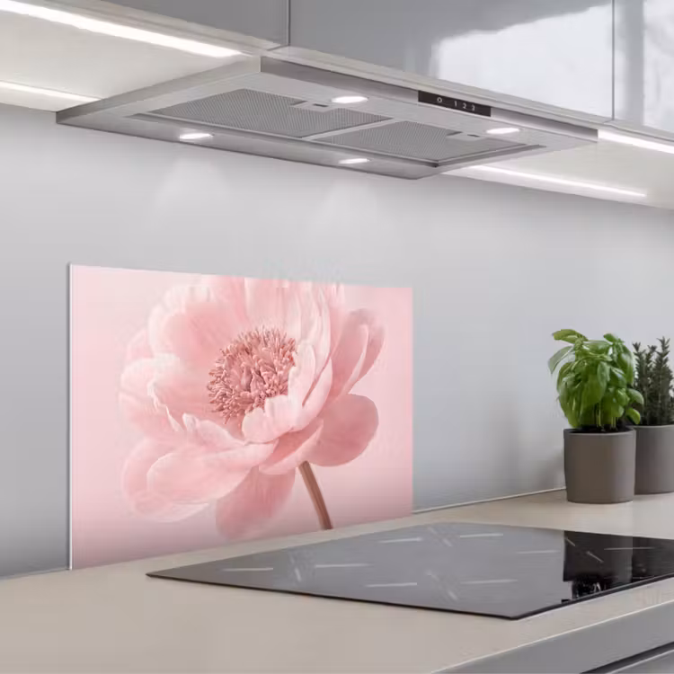 Bloem - Pioenroos - Roze keuken achterwand spatscherm klein -3d_schuin