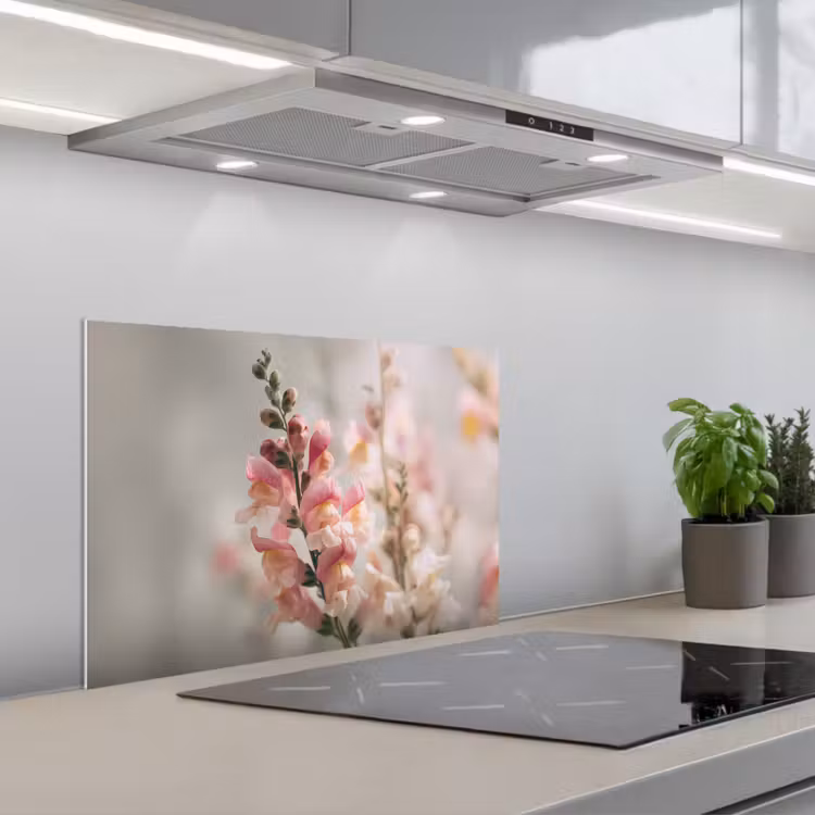 Bloem - Leeuwenbek - Roze - Stengel keuken achterwand spatscherm klein -3d_schuin