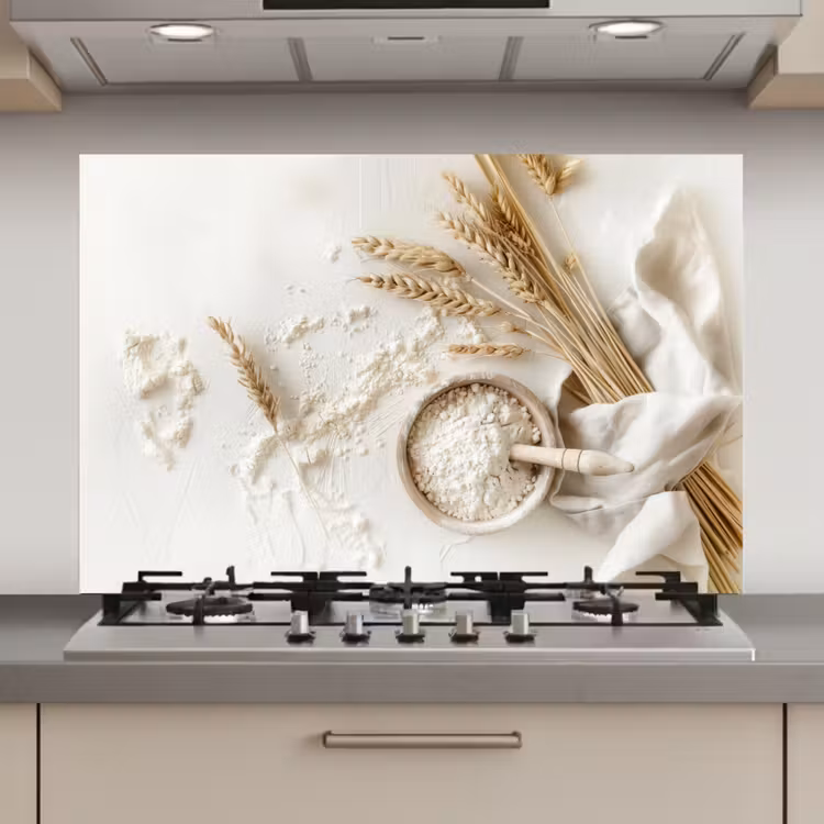 Bloem - Hout - Tarwe keuken achterwand spatscherm klein -3d_website