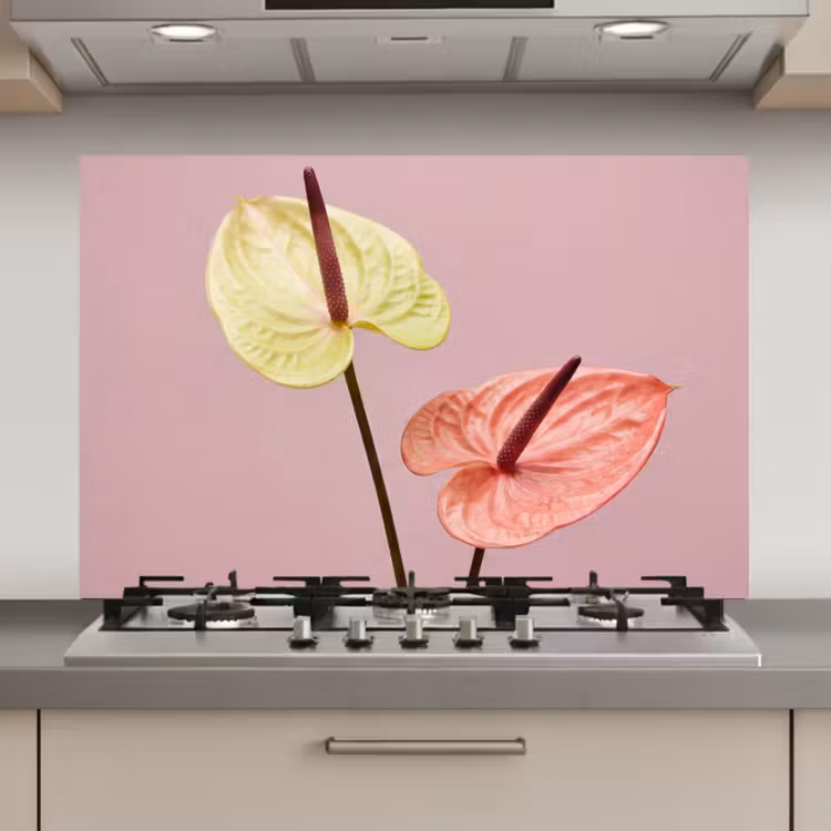 Bloemen - Anthuriums - Geel - Roze keuken achterwand spatscherm klein -3d_website