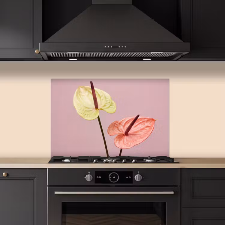 Bloemen - Anthuriums - Geel - Roze keuken achterwand spatscherm klein -sfeer1