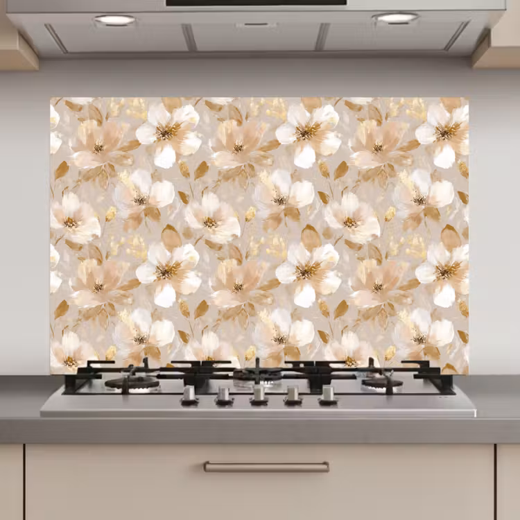 Bloemen - artistiek - Goud keuken achterwand spatscherm klein 900 -3d_website