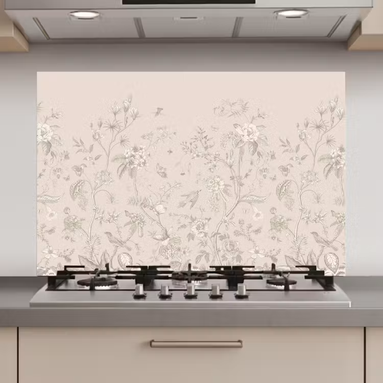 Bloemen - Beige - Botanisch - Vintage keuken achterwand spatscherm klein -3d_website