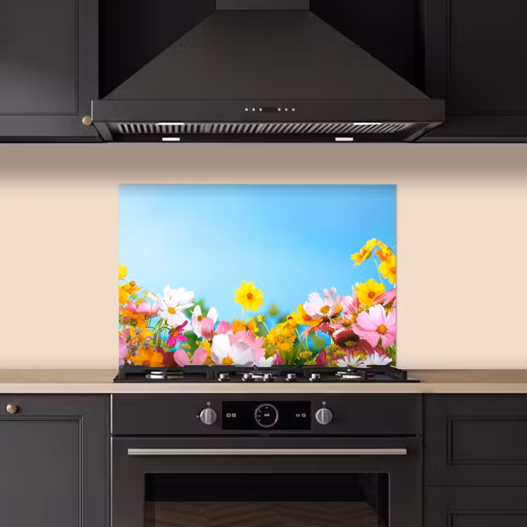 Bloemen - Kleurrijk - Blauw - Natuur keuken achterwand spatscherm klein -sfeer1
