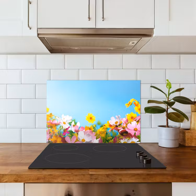 Bloemen - Kleurrijk - Blauw - Natuur keuken achterwand spatscherm klein -sfeer2