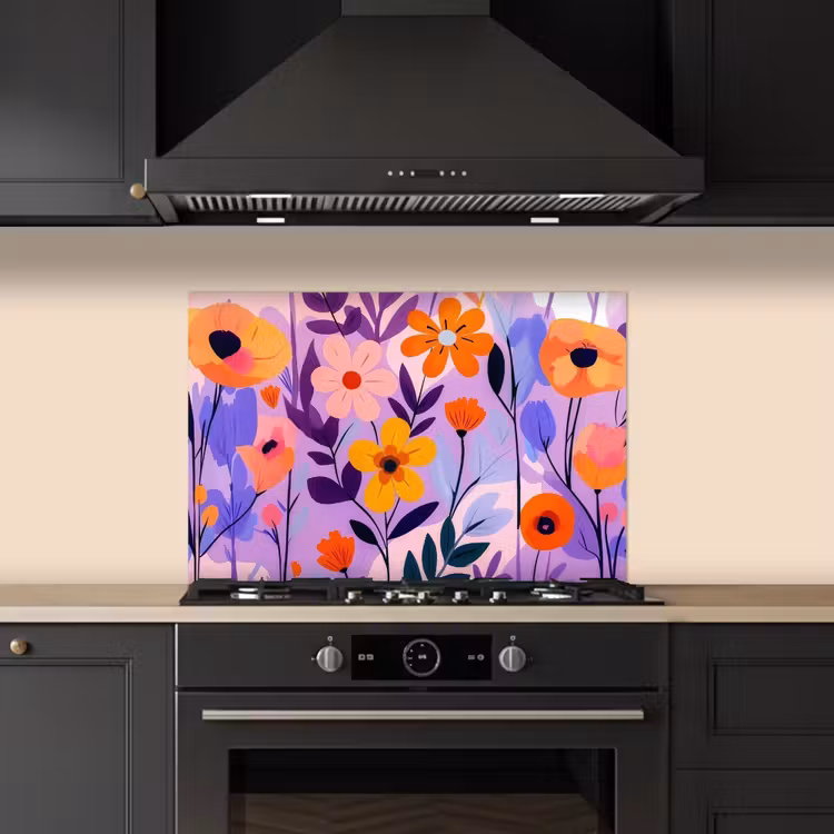Bloemen - Kleurrijk - Bladeren keuken achterwand spatscherm klein -sfeer1
