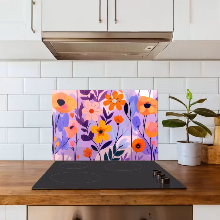 Bloemen - Kleurrijk - Bladeren keuken achterwand spatscherm klein -sfeer2