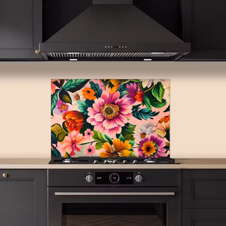 Bloemen - Kleurrijk - Roze keuken achterwand spatscherm klein -sfeer1