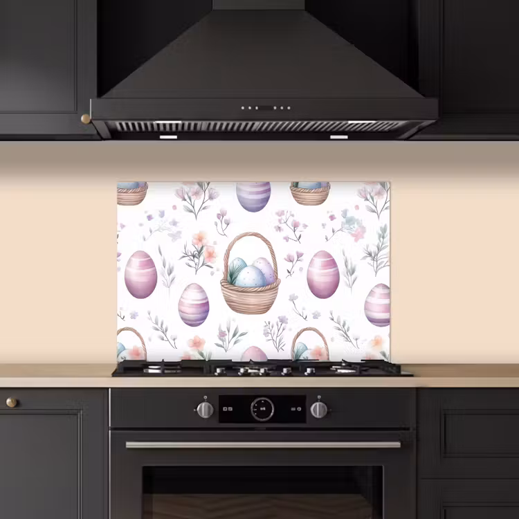 Bloemen - Paaseieren - Patroon keuken achterwand spatscherm klein -sfeer1