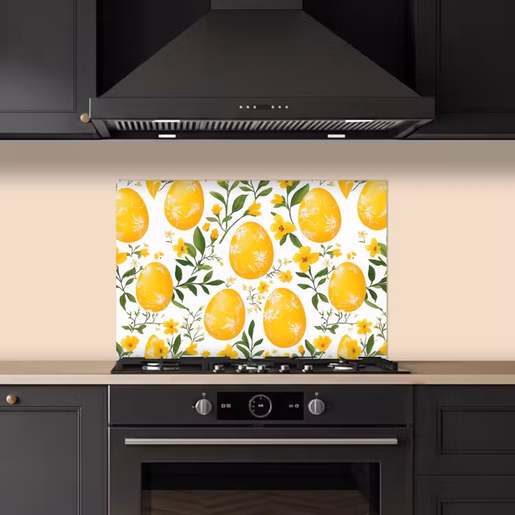 Bloemen - Paaseieren - Geel keuken achterwand spatscherm klein -sfeer1