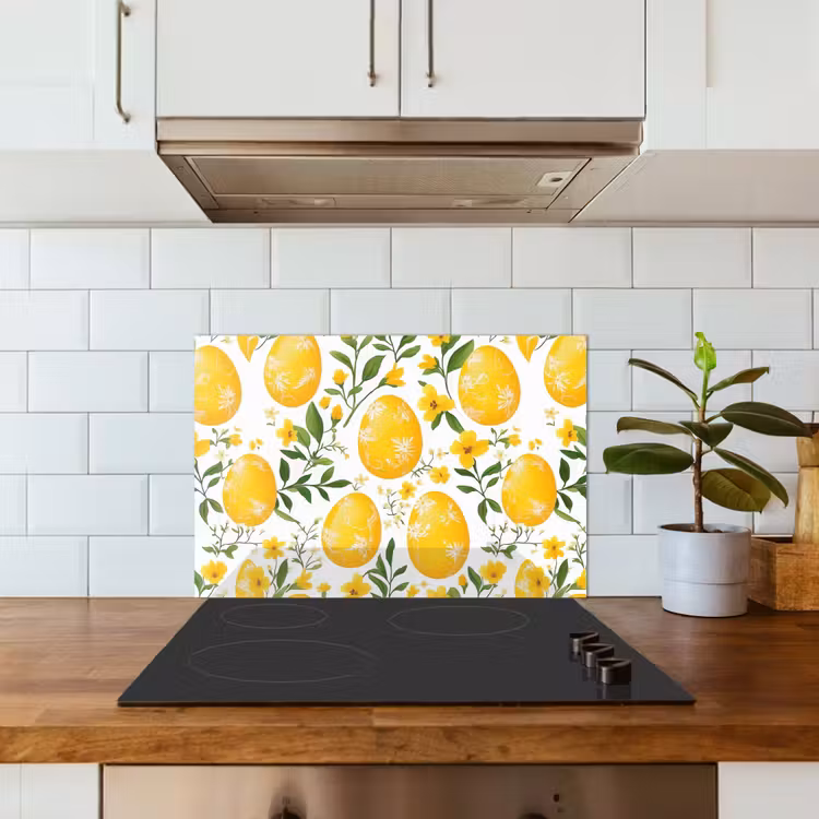 Bloemen - Paaseieren - Geel keuken achterwand spatscherm klein -sfeer2