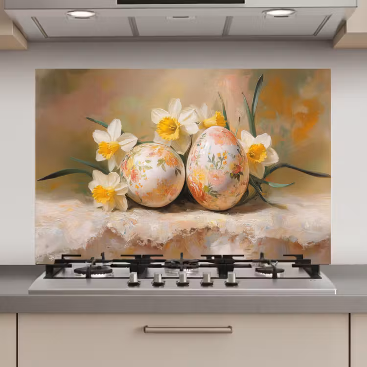 Bloemen - Eieren - Geschilderd keuken achterwand spatscherm klein -3d_website