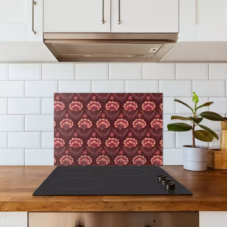 Bloemen - Waaier - Paars keuken achterwand spatscherm klein 900 -sfeer2