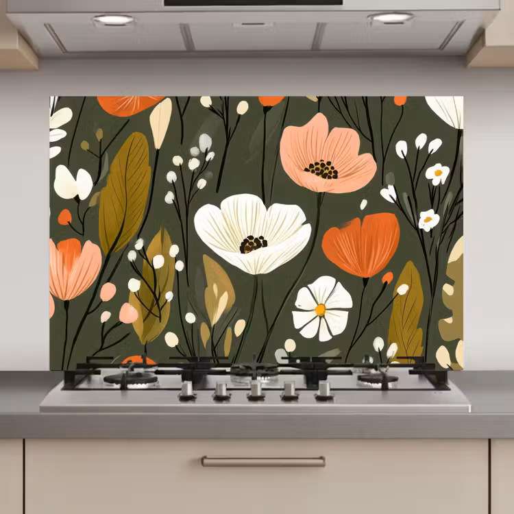 Bloemen - Illustratie - Groen keuken achterwand spatscherm klein -3d_website