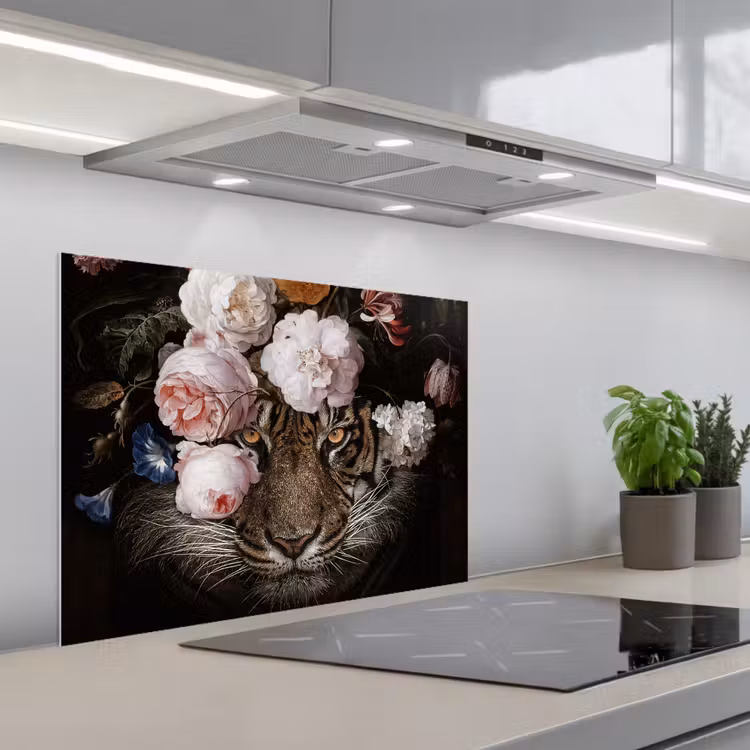Bloemen - Jan Davidsz de Heem - Tijger - Schilderij - Stilleven - Oude meesters keuken achterwand spatscherm middel -3d_schuin
