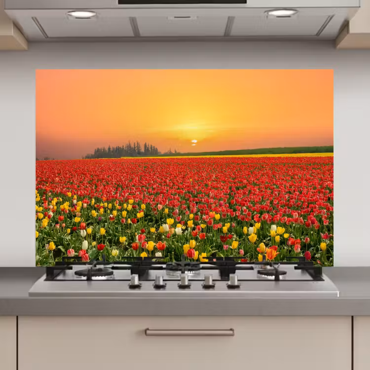 Bloemen - Landschap - Tulpen - Zonsondergang keuken achterwand spatscherm klein -3d_website