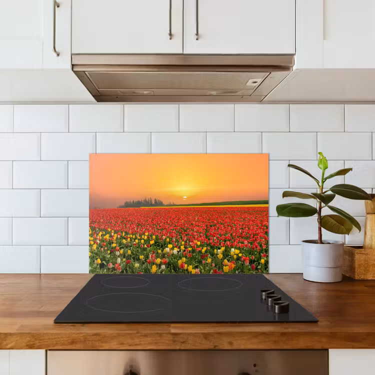 Bloemen - Landschap - Tulpen - Zonsondergang keuken achterwand spatscherm klein -sfeer2