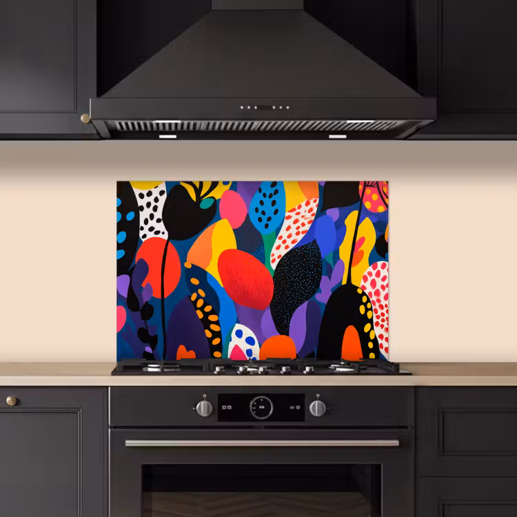 Bloemen - Bladeren - Abstract - Rood keuken achterwand spatscherm klein -sfeer1