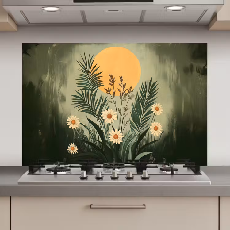 Bloemen - Bladeren - Zon - Groen keuken achterwand spatscherm klein -3d_website