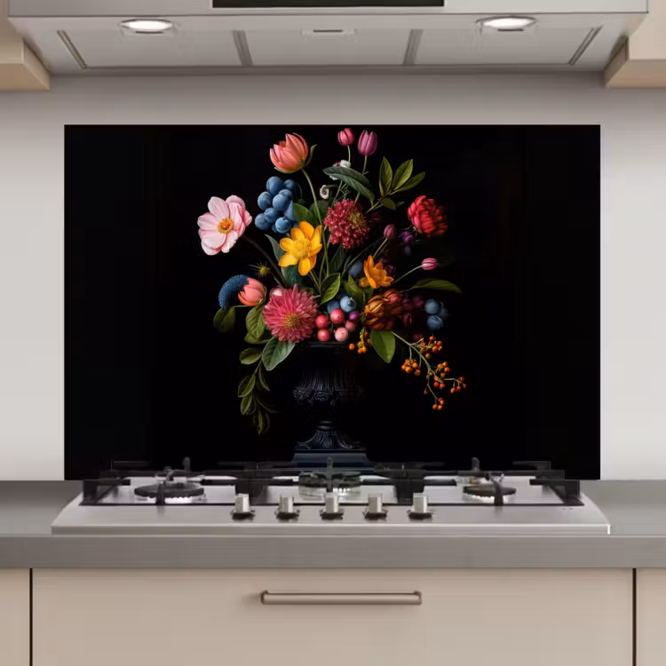 Bloemen - Vrolijk - Vaas keuken achterwand spatscherm klein -3d_website