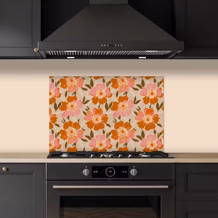 Bloemen - Motief - Retro keuken achterwand spatscherm klein 900 -sfeer1