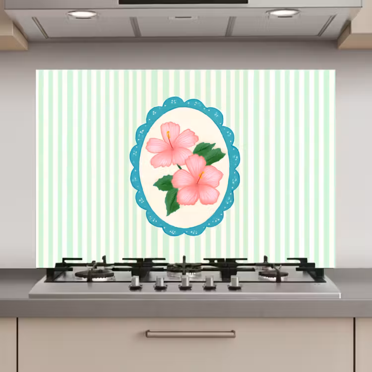 Bloemen - Ovaal - Strepen - Groen keuken achterwand spatscherm klein -3d_website