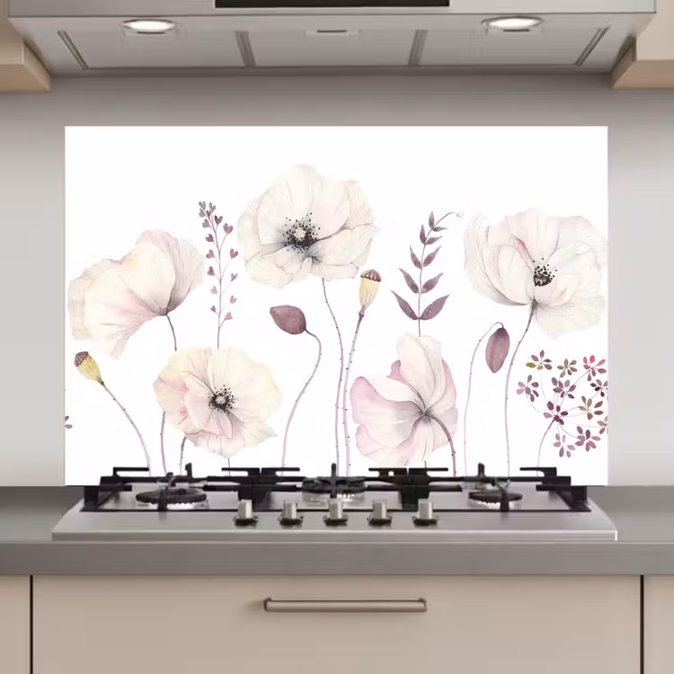 Bloemen - Pastel -  Planten - Wit keuken achterwand spatscherm klein -3d_website
