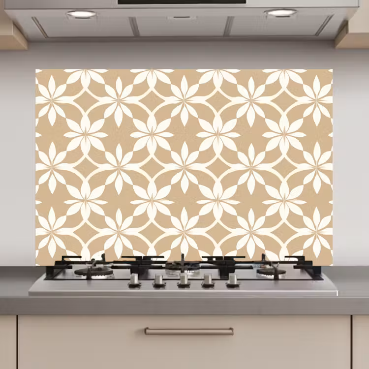 Bloemen - Patroon - Beige keuken achterwand spatscherm klein 900 -3d_website