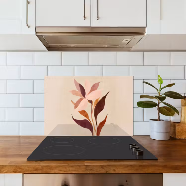 Bloemen - Blaadjes - Minimalistisch - Roze keuken achterwand spatscherm klein -sfeer2