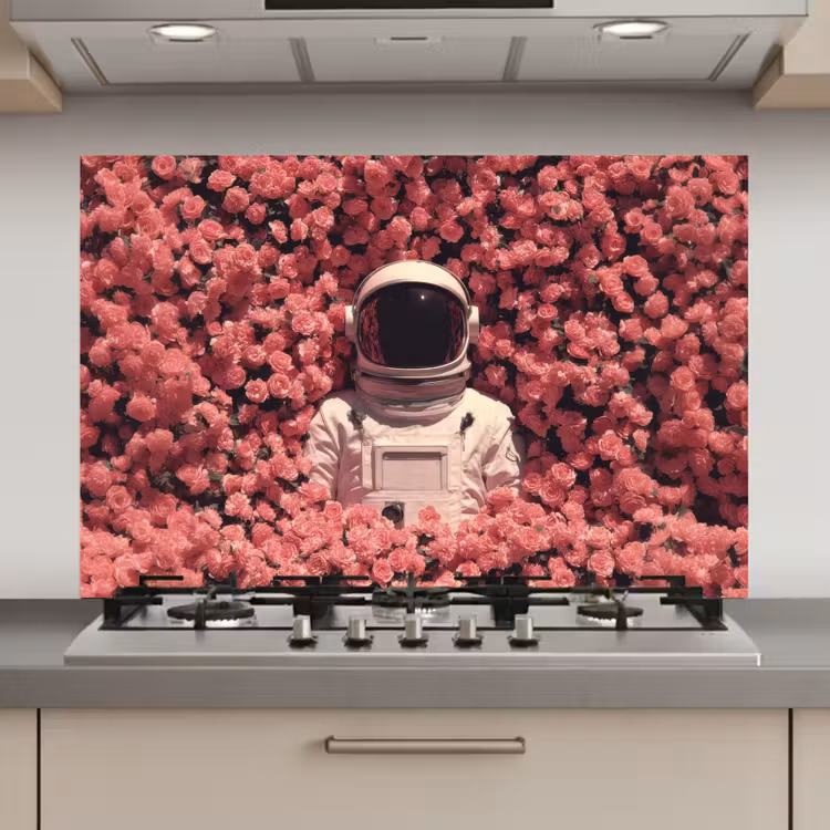 Bloemen - Roze - Astronaut keuken achterwand spatscherm klein -3d_website