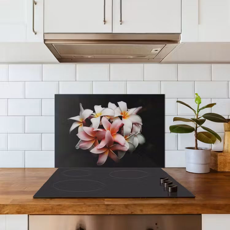 Bloemen - Roze - Zwart - Flora - Botanisch keuken achterwand spatscherm klein -sfeer2
