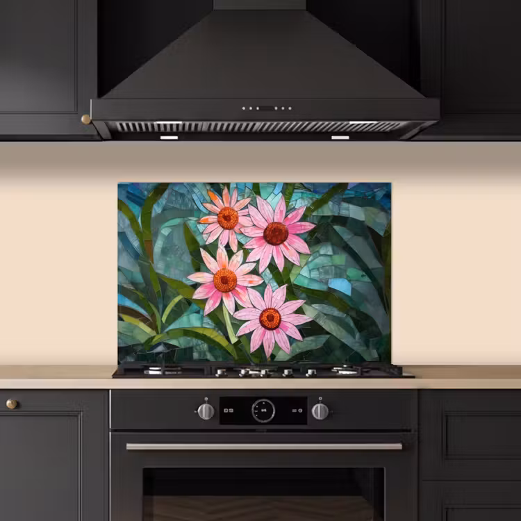 Bloemen - Roze - Glasmozaïek keuken achterwand spatscherm klein -sfeer1
