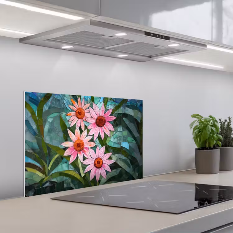 Bloemen - Roze - Glasmozaïek keuken achterwand spatscherm klein -3d_schuin