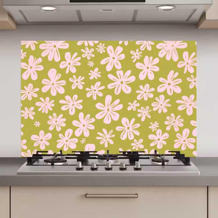 Bloemen - Roze - Getekend - Patroon keuken achterwand spatscherm klein -3d_website