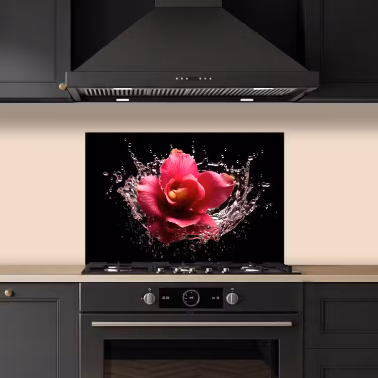 Bloemen - Roze - Water - Zwart - Botanisch - Natuur keuken achterwand spatscherm klein -sfeer1