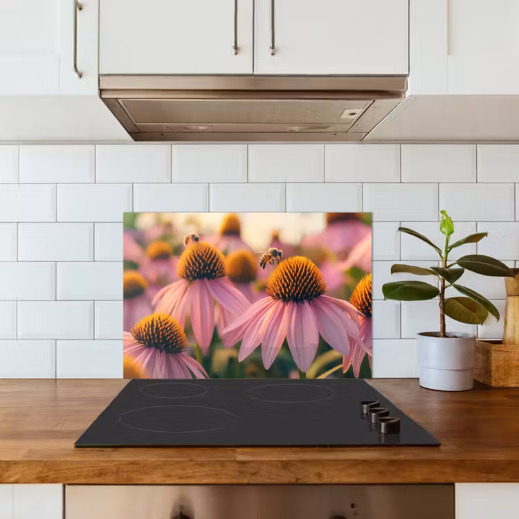Bloemen - Paars - Bijen keuken achterwand spatscherm klein -sfeer2