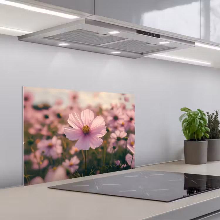 Bloemen - Paars - Wazig keuken achterwand spatscherm klein -3d_schuin