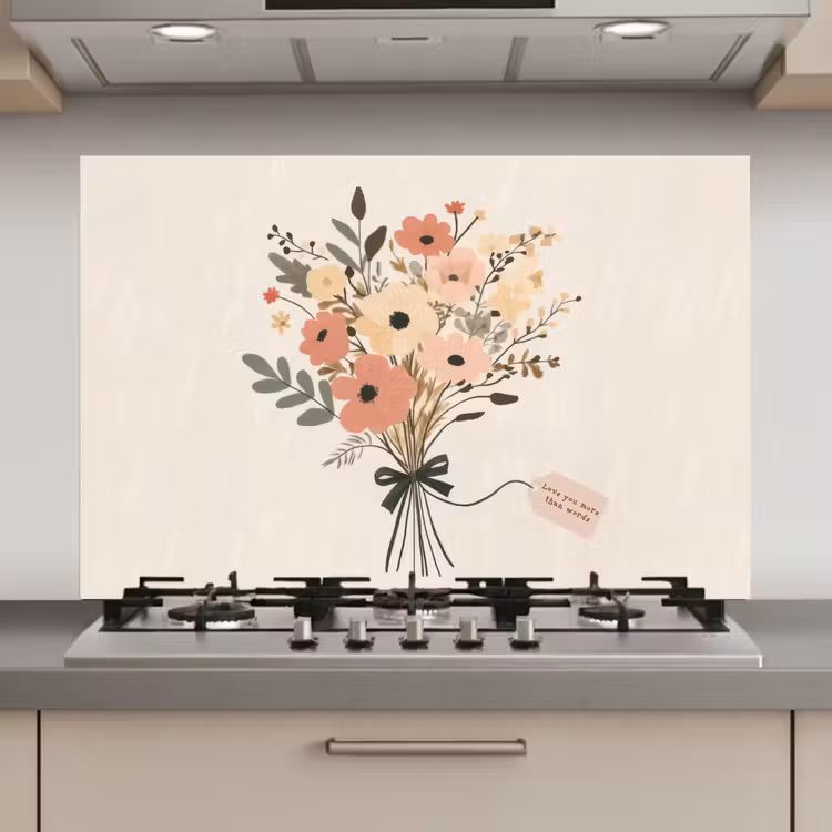 Bloemen - Quote - Beige - Lint keuken achterwand spatscherm klein -3d_website