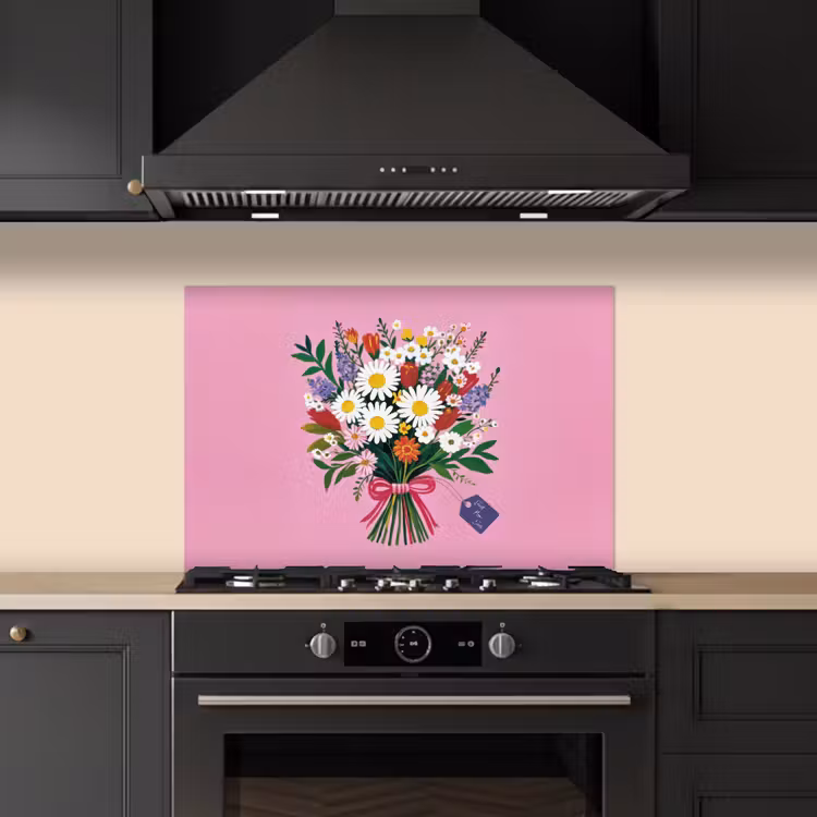 Bloemen - Quote - Kaartje - Kleurrijk keuken achterwand spatscherm klein -sfeer1