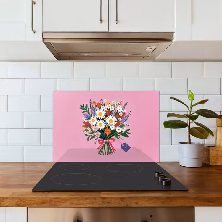 Bloemen - Quote - Kaartje - Kleurrijk keuken achterwand spatscherm klein -sfeer2
