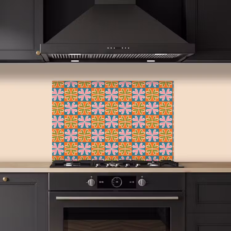 Bloemen - Retro - Patroon - Kleurrijk keuken achterwand spatscherm klein 900 -sfeer1