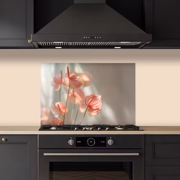 Bloemen - Stelen - Roze - Schaduw keuken achterwand spatscherm klein -sfeer1
