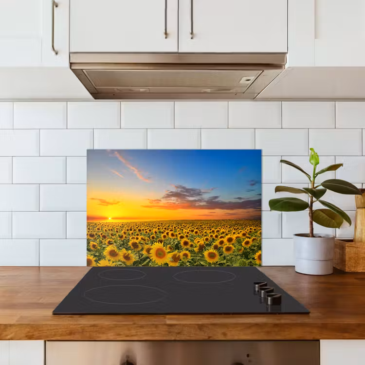 Bloemen - Zonnebloem - Zonsondergang - Nacht - Oranje keuken achterwand spatscherm klein -sfeer2