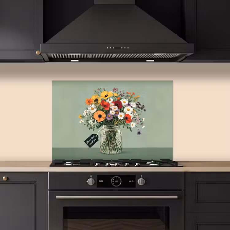 Bloemen - Vaas - Kaartje keuken achterwand spatscherm klein -sfeer1