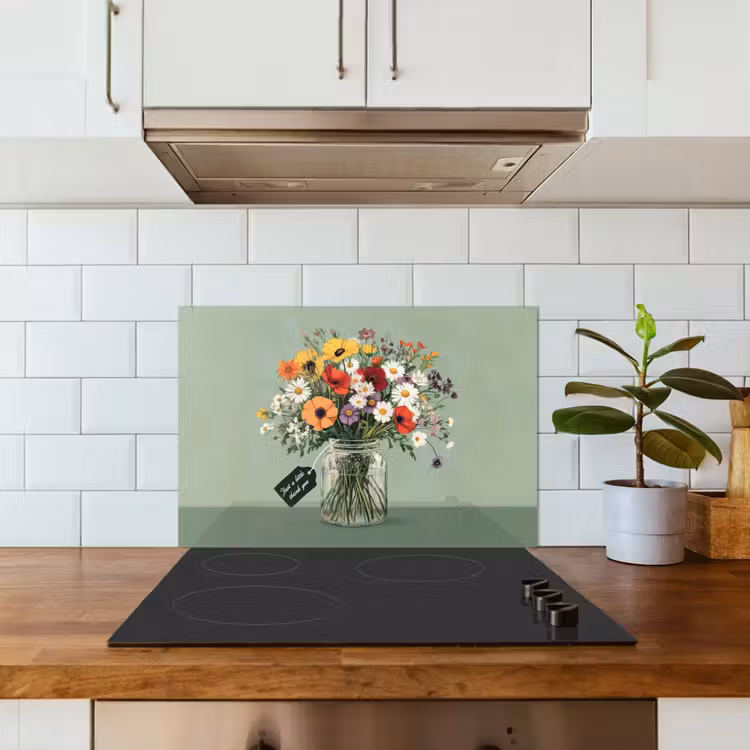Bloemen - Vaas - Kaartje keuken achterwand spatscherm klein -sfeer2
