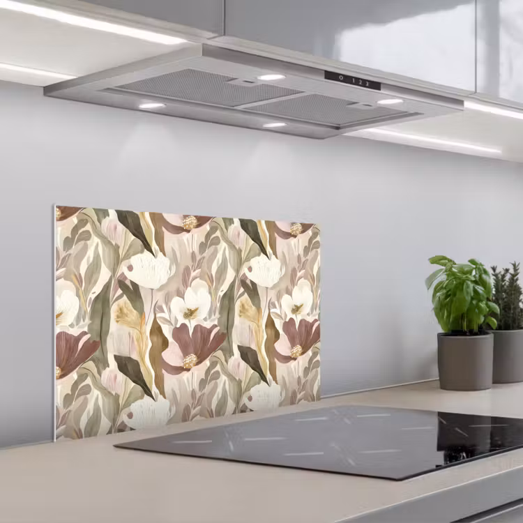 Bloemen - Aquarel - Kleurrijk keuken achterwand spatscherm klein 900 -3d_schuin