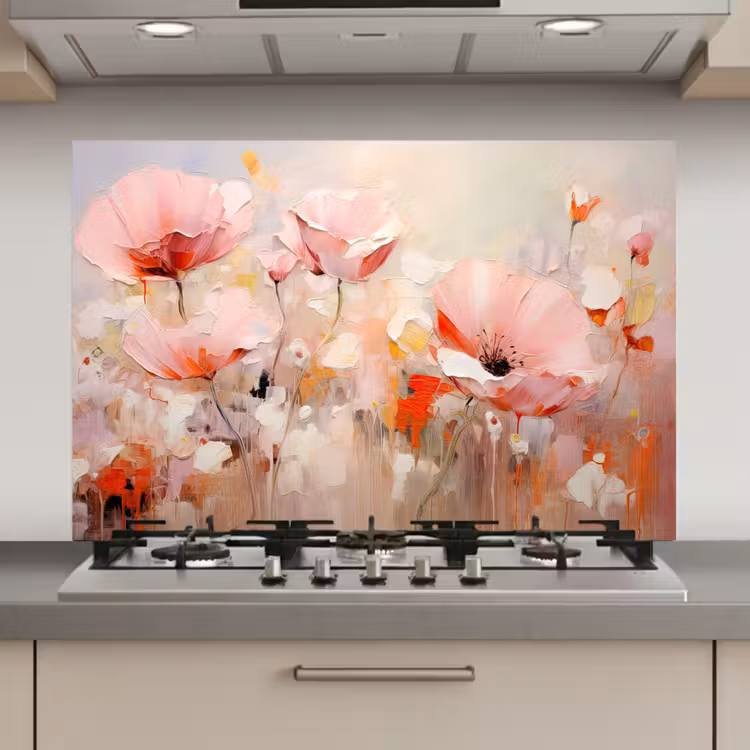 Bloemen - Watercolor - Roze - Abstract - Kunst keuken achterwand spatscherm klein -3d_website