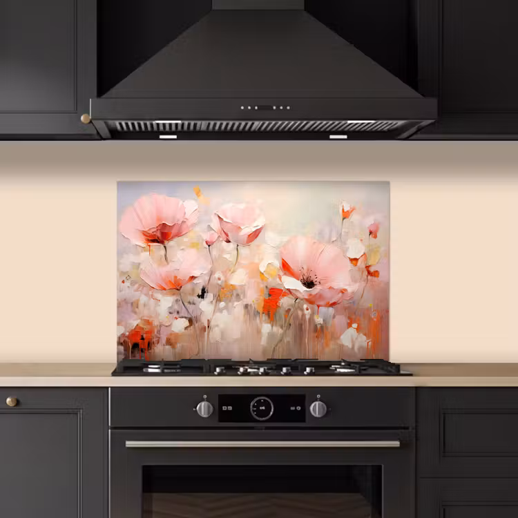 Bloemen - Watercolor - Roze - Abstract - Kunst keuken achterwand spatscherm klein -sfeer1