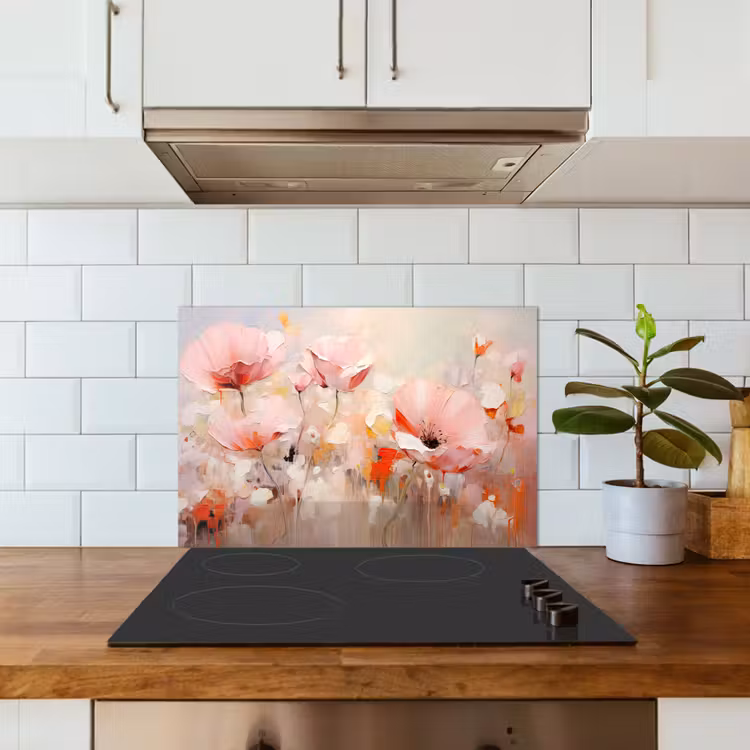 Bloemen - Watercolor - Roze - Abstract - Kunst keuken achterwand spatscherm klein -sfeer2
